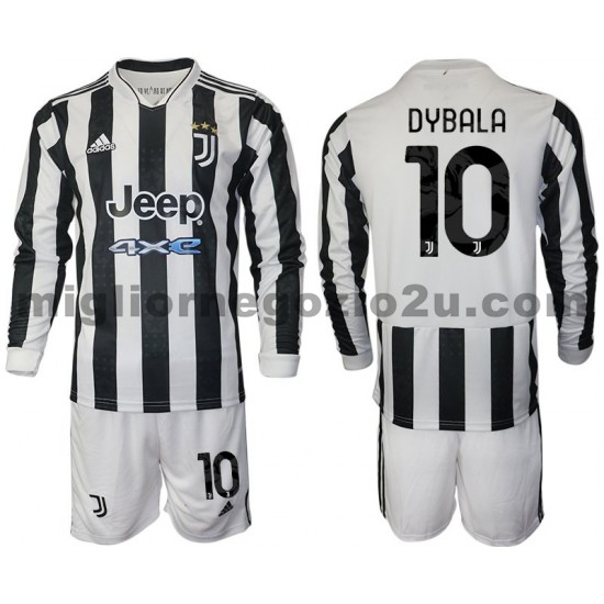 Maglia Juventus Dybala 10 Bambino Casa Divisa 2021-2022 Manica Lunga