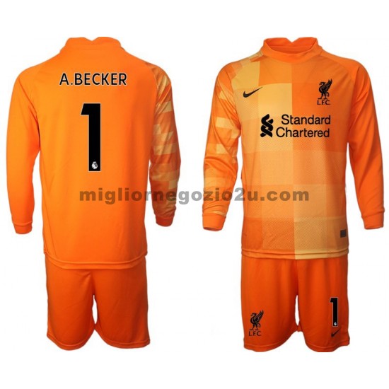 Maglia Liverpool Portiere A.BECKER 1 Bambino Quarta Divisa 2021-2022 Manica Lunga