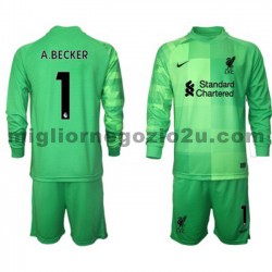 Maglia Liverpool Portiere Alisson Becker 1 Bambino Casa Divisa 2021-2022 Manica Lunga