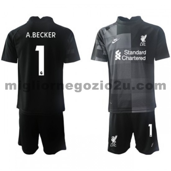 Maglia Liverpool Portiere Alisson Becker 1 Bambino Terza Divisa 2021-2022 Manica Corta