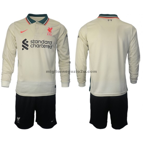 Maglia Liverpool Bambino Trasferta Divisa 2021-2022 Manica Lunga