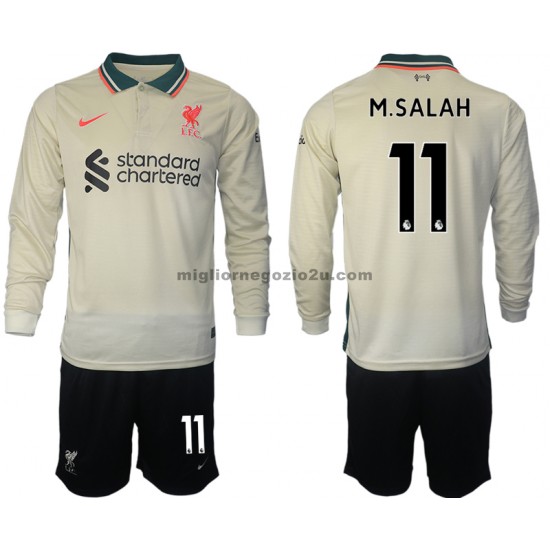 Maglia Liverpool M.Salah 11 Bambino Trasferta Divisa 2021-2022 Manica Lunga