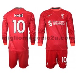 Maglia Liverpool Mane 10 Bambino Casa Divisa 2021-2022 Manica Lunga