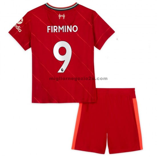 Maglia Liverpool Roberto Firmino 9 Bambino Casa Divisa 2021-2022 Manica Corta