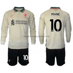 Maglia Liverpool Sadio Mane 10 Bambino Trasferta Divisa 2021-2022 Manica Lunga