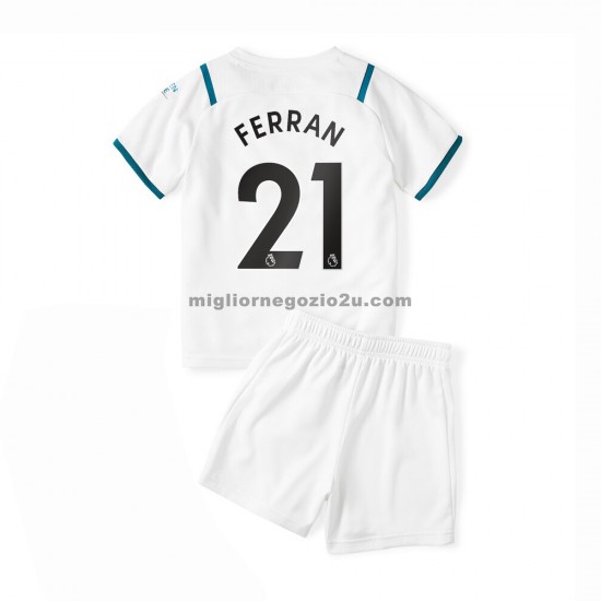 Maglia Manchester City Ferran Torres 21 Bambino Trasferta Divisa 2021-2022 Manica Corta