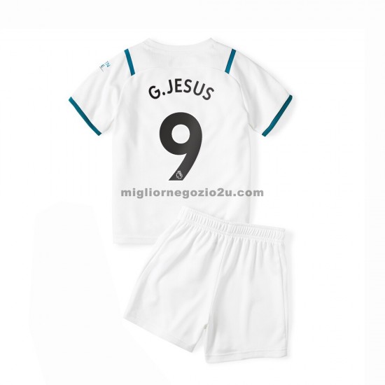 Maglia Manchester City Gabriel Jesus 9 Bambino Trasferta Divisa 2021-2022 Manica Corta