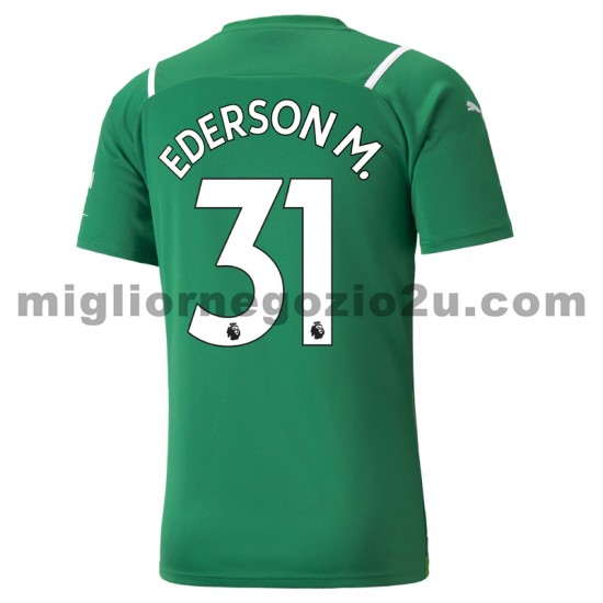 Maglia Manchester City Portiere Ederson 31 Trasferta Divisa 2021-2022 Manica Corta
