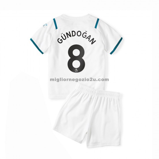 Maglia Manchester City Ilkay Gundogan 8 Bambino Trasferta Divisa 2021-2022 Manica Corta