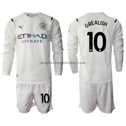 Maglia Manchester City Jack Grealish 10 Bambino Trasferta Divisa 2021-2022 Manica Lunga