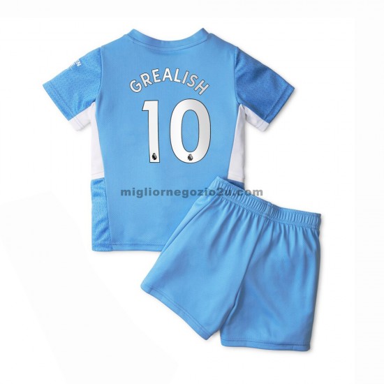 Maglia Manchester City Jack Grealish 10 Bambino Casa Divisa 2021-2022 Manica Corta
