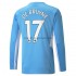 Maglia Manchester City Kevin De Bruyne 17 Casa Divisa 2021-2022 Manica Lunga