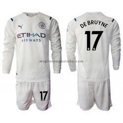Maglia Manchester City Kevin De Bruyne 17 Bambino Trasferta Divisa 2021-2022 Manica Lunga