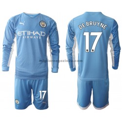 Maglia Manchester City Kevin De Bruyne 17 Bambino Casa Divisa 2021-2022 Manica Lunga