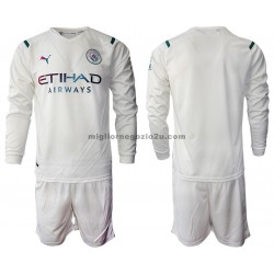 Maglia Manchester City Bambino Trasferta Divisa 2021-2022 Manica Lunga