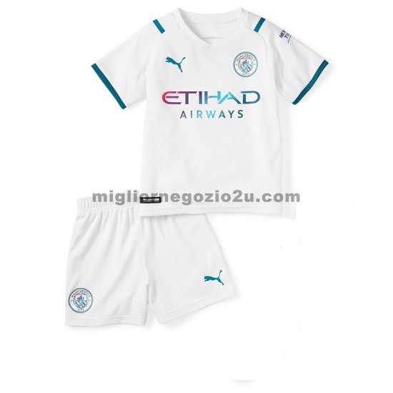 Maglia Manchester City Bambino Trasferta Divisa 2021-2022 Manica Corta