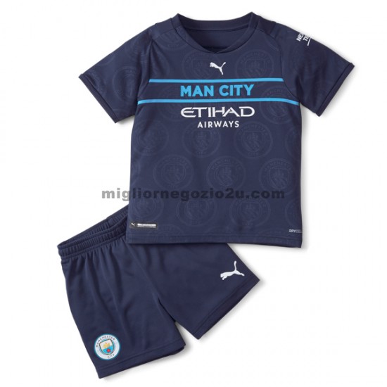 Maglia Manchester City Bambino Terza Divisa 2021-2022 Manica Corta