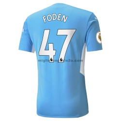 Maglia Manchester City Phil Foden 47 Casa Divisa 2021-2022 Manica Corta