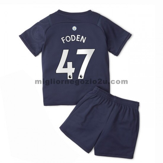 Maglia Manchester City Phil Foden 47 Bambino Terza Divisa 2021-2022 Manica Corta