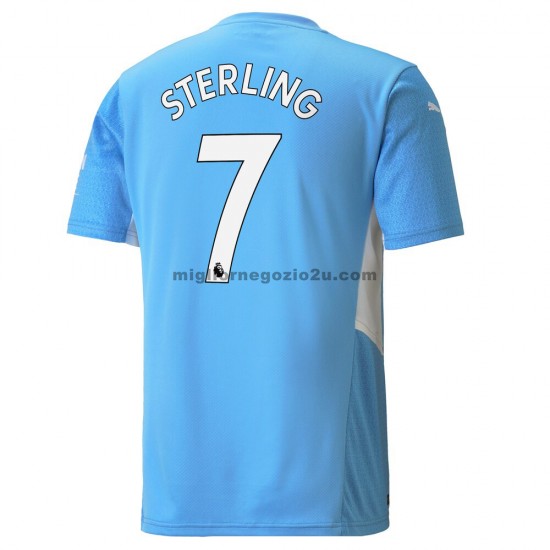 Maglia Manchester City Raheem Sterling 7 Casa Divisa 2021-2022 Manica Corta