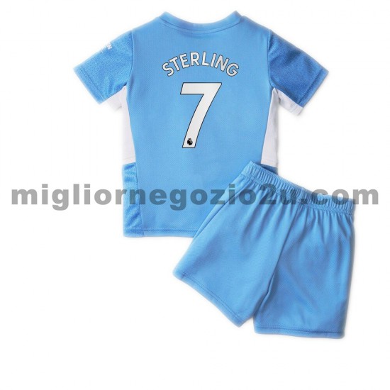 Maglia Manchester City Raheem Sterling 7 Bambino Casa Divisa 2021-2022 Manica Corta