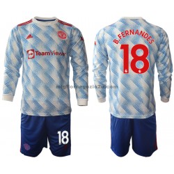 Maglia Manchester United Bruno Fernandes 18 Bambino Trasferta Divisa 2021-2022 Manica Lunga