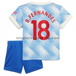 Maglia Manchester United Bruno Fernandes 18 Bambino Trasferta Divisa 2021-2022 Manica Corta