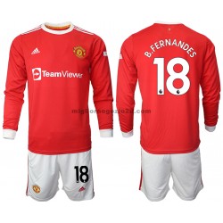 Maglia Manchester United Bruno Fernandes 18 Bambino Casa Divisa 2021-2022 Manica Lunga