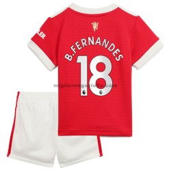 Maglia Manchester United Bruno Fernandes 18 Bambino Casa Divisa 2021-2022 Manica Corta