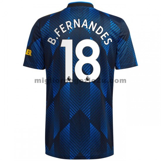 Maglia Manchester United Bruno Fernandes 18 Terza Divisa 2021-2022 Manica Corta
