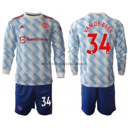 Maglia Manchester United Donny Van De Beek 34 Bambino Trasferta Divisa 2021-2022 Manica Lunga