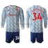Maglia Manchester United Donny Van De Beek 34 Bambino Trasferta Divisa 2021-2022 Manica Lunga