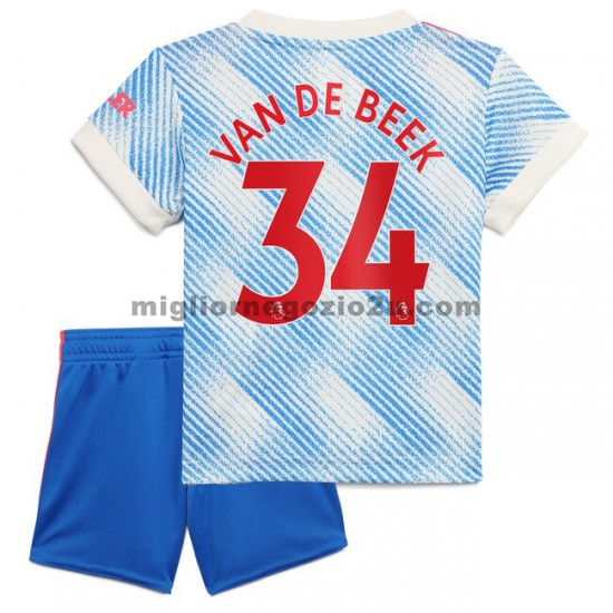 Maglia Manchester United Donny Van De Beek 34 Bambino Trasferta Divisa 2021-2022 Manica Corta