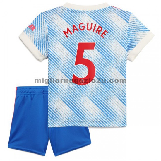 Maglia Manchester United Harry Maguire 5 Bambino Trasferta Divisa 2021-2022 Manica Corta