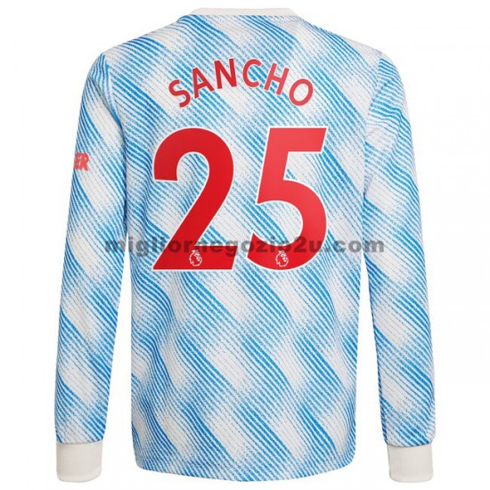 Maglia Manchester United Jadon Sancho 25 Trasferta Divisa 2021-2022 Manica Lunga