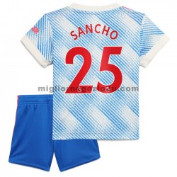 Maglia Manchester United Jadon Sancho 25 Bambino Trasferta Divisa 2021-2022 Manica Corta