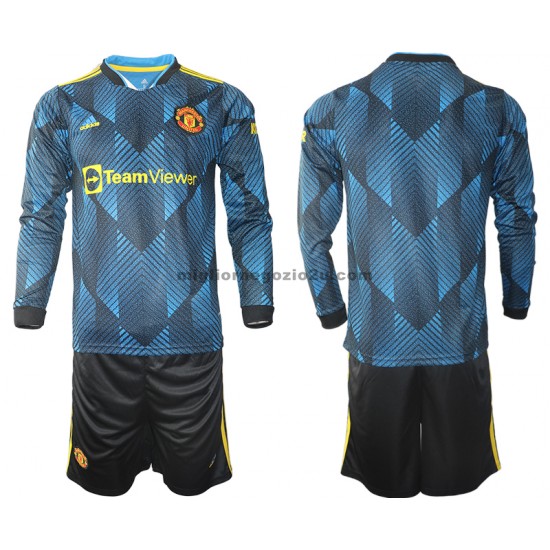 Maglia Manchester United Bambino Terza Divisa 2021-2022 Manica Lunga