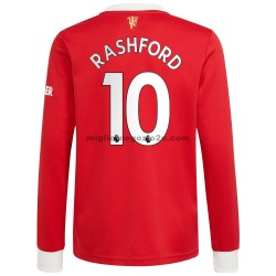 Maglia Manchester United Marcus Rashford 10 Casa Divisa 2021-2022 Manica Lunga