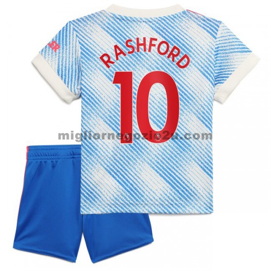 Maglia Manchester United Marcus Rashford 10 Bambino Trasferta Divisa 2021-2022 Manica Corta