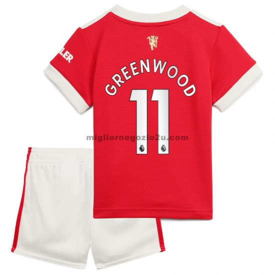 Maglia Manchester United Mason Greenwood 11 Bambino Casa Divisa 2021-2022 Manica Corta