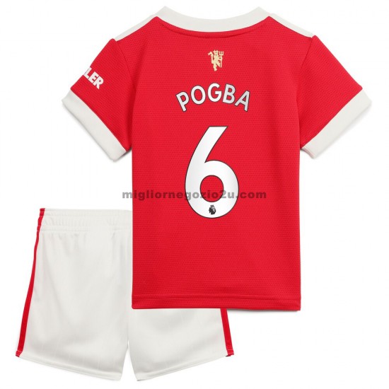 Maglia Manchester United Pogba 6 Bambino Casa Divisa 2021-2022 Manica Corta