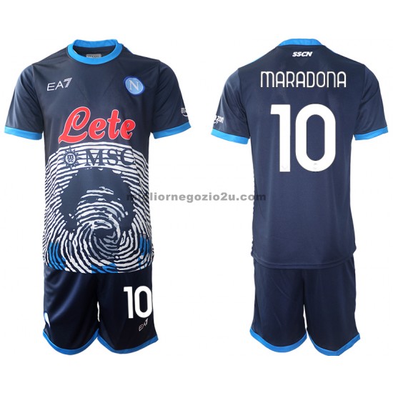 Maglia SSC Napoli Diego Maradona 10 Special 2 Bambino Casa Divisa 2021-2022 Manica Corta