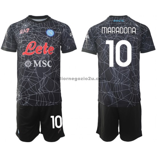 Maglia SSC Napoli Diego Maradona 10 Special Bambino Casa Divisa 2021-2022 Manica Corta