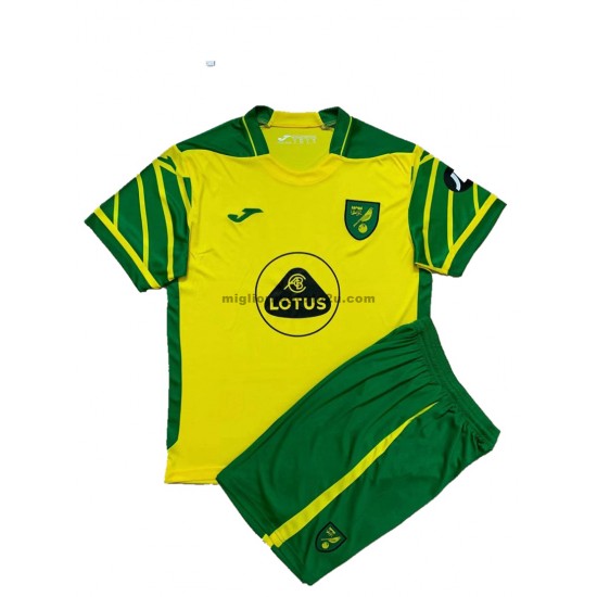 Maglia Norwich City Bambino Casa Divisa 2021-2022 Manica Corta