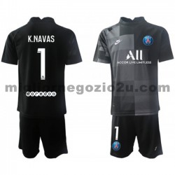 Maglia Paris Saint-Germain Portiere Keylor Navas 1 Bambino Trasferta Divisa 2021-2022 Manica Corta