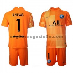 Maglia Paris Saint-Germain Portiere Keylor Navas 1 Bambino Casa Divisa 2021-2022 Manica Corta