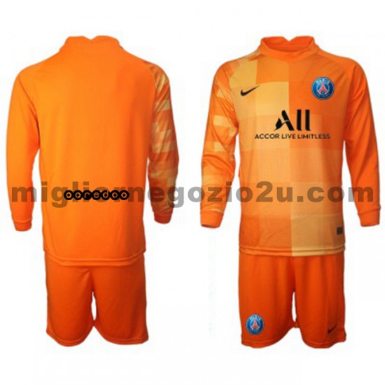 Maglia Paris Saint-Germain Portiere Bambino Casa Divisa 2021-2022 Manica Lunga
