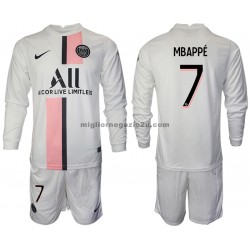 Maglia Paris Saint-Germain Kylian Mbappé 7 Bambino Trasferta Divisa 2021-2022 Manica Lunga