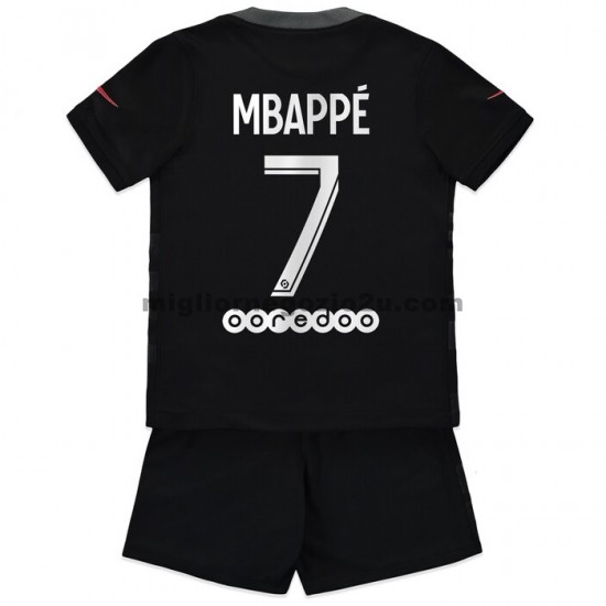 Maglia Paris Saint-Germain Kylian Mbappé 7 Bambino Terza Divisa 2021-2022 Manica Corta