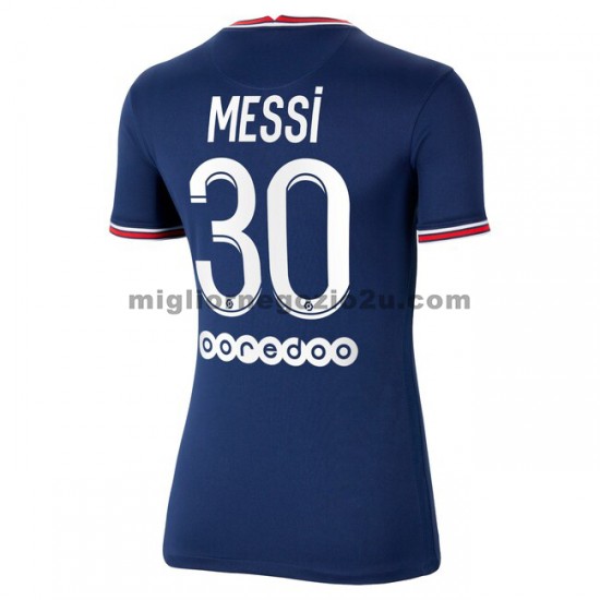 Maglia Paris Saint-Germain Lionel Messi 30 Donna Casa Divisa 2021-2022 Manica Corta